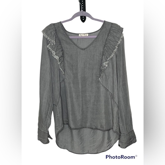 Jane And Delancey Gray Ruffle Top Sz XL - Picture 1 of 6
